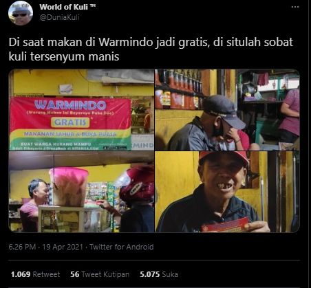 Viral Warmindo Kasih Gratis Makan Sahur dan Buka Puasa, Publik: Masya Allah. (Twitter/@duniakuli)