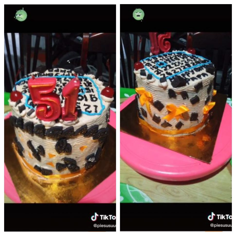 kue ulang tahun tak sesuai ekspektasi (TikTok @bungatheresia)