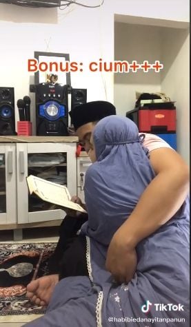 Pelukan saat mengaji. (Tiktok/@habibiedanayitanpanun)