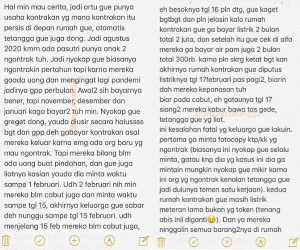 Viral Curhatan Pasutri Bikin Emosi Saat Ngontrak Rumah. (Twitter/@SeputarTetangga)