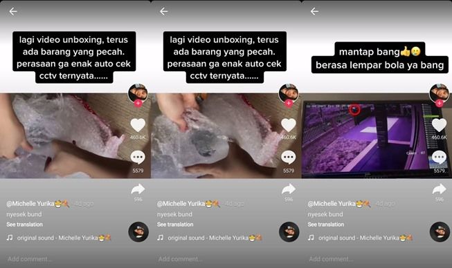 Cek CCTV karena Paketannya Pecah, Wanita Ini Syok Lihat Kelakuan Kurir. (TikTok/@michelleyurikaa)