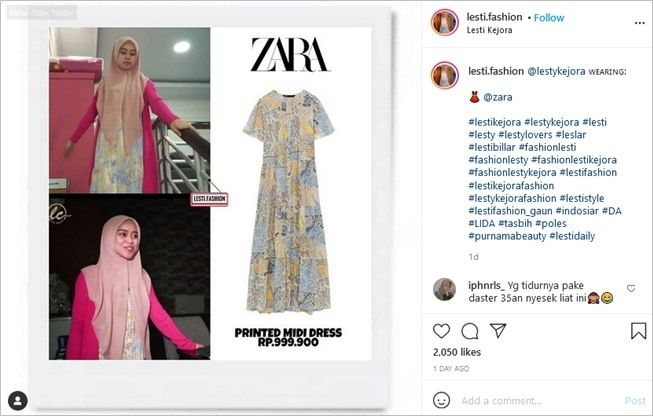 Merek dan harga baju tidur Lesti Kejora. (Instagram/@lesti.fashion)