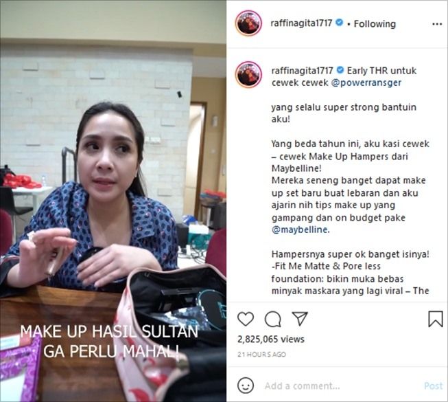 Tips memilih produk makeup ala Nagita Slavina. (Instagram/@raffinagita1717)