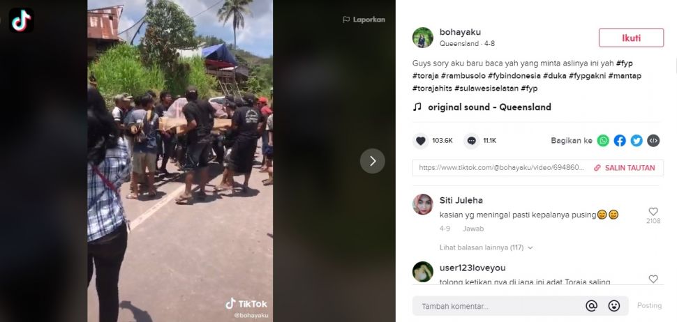 Viral Video Peti Mati Jenazah Dibawa Loncat-Loncat. (TikTok/@bohayaku)