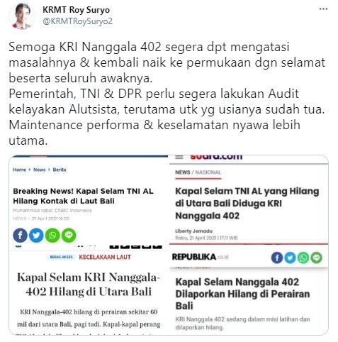 Roy Suryo sarankan ada audit kelayakan alutsista (Twitter/krmtroysuryo2)