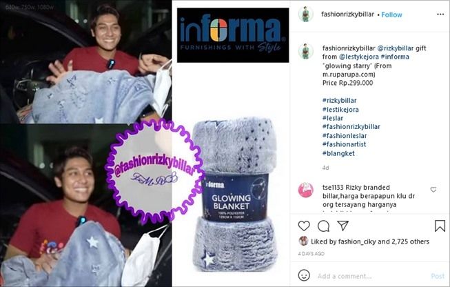 Harga hadiah Lesti Kejora untuk Rizky Billar. (Instagram/@fashionrizkybillar)