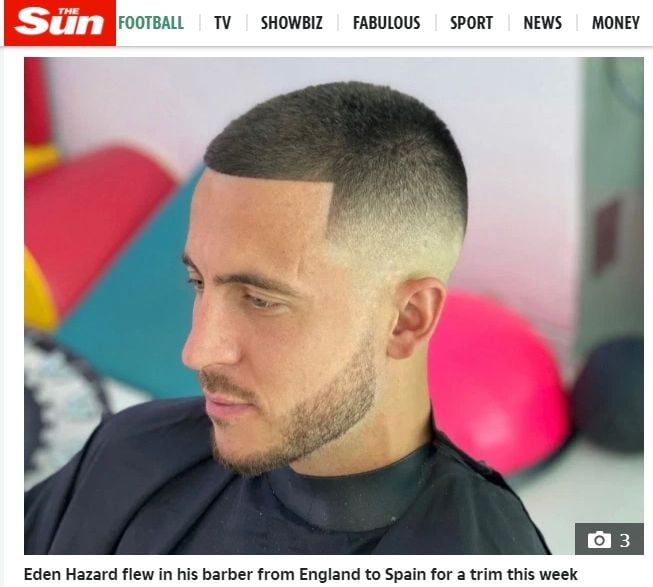 Eden Hazard potong rambut.