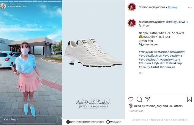 Ayu Dewi pakai sepatu aneh saat main golf. (Instagram/@fashion.mrsayudewi)