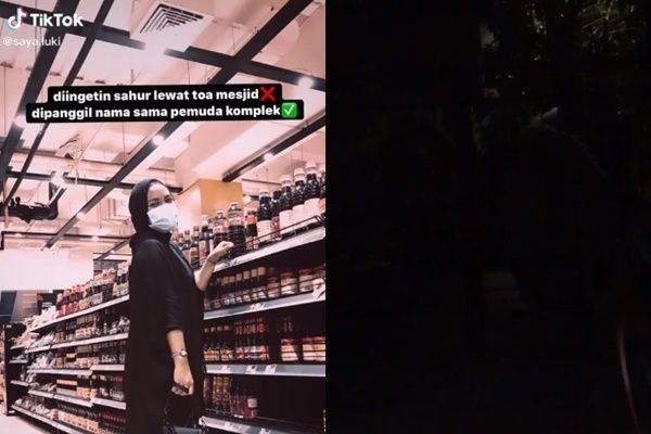 Viral Wanita Dibangunkan Sahur Pemuda Kompleks. (TikTok/@saya.luki)