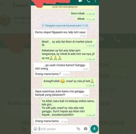 Dikira Hendak Rebut Istri Orang, Pria Ini Marah-Marah ke Pembeli (twitter.com/txtdarionlshop)