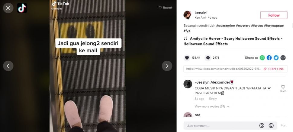 Viral Wanita Bagikan Video Horor Suasana Mal Sepi Pengunjung. (TikTok/@kenaini)