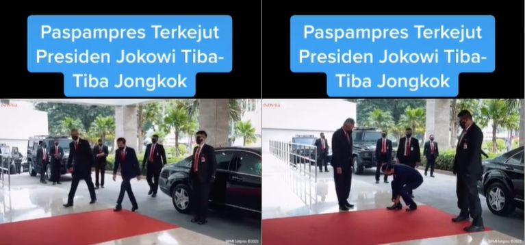 Presiden Jokowi mendadak jongkok, Paspampres terdiam (TikTok).