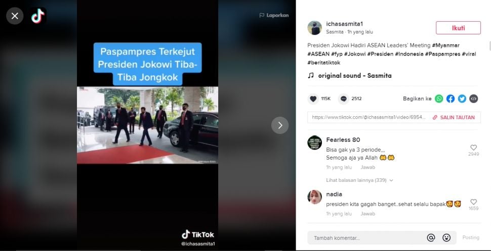 Presiden Jokowi mendadak jongkok, Paspampres terdiam (TikTok).