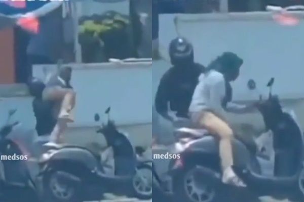 Viral Pria 'Smackdown' Pacar Yang Ngambek Ke Jok Motor. (Instagram/@video_medsos)