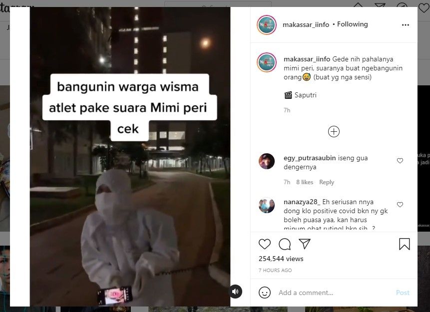 Cara unik bangunin sahur di wisma atlet (IG/makassar_iinfo)