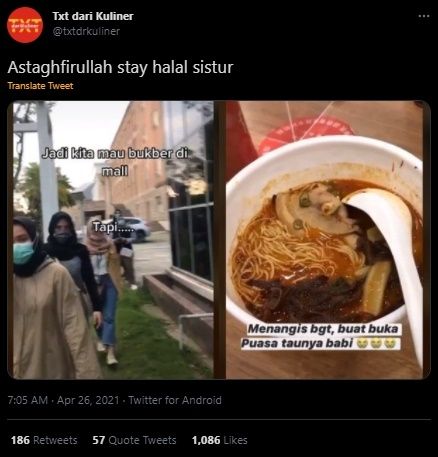 Viral Bukber Puasa di Mal Malah Salah Makan Babi. (Twitter/@txtdrkuliner)