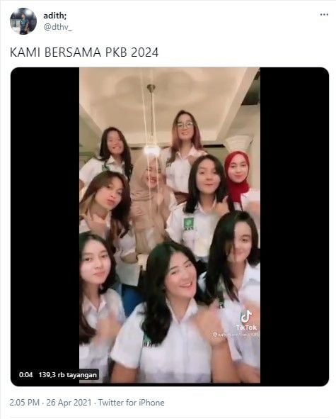 Kader muda PKB joget TikTok bikin salfok (Twitter/dthv_)