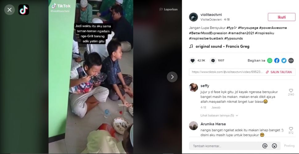 Buka puasa bersama anak yatim viral (TikTok).