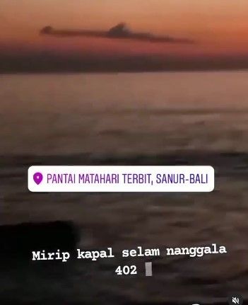 Viral matahari terbit di Sanur Bali muncul awan mirip Kapal Selam KRI Nanggala 402.