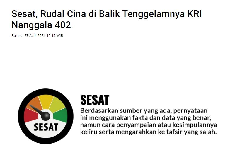 Fakta Prabowo sebut rudal maut penyebab KRI Nanggala 402 tenggelam (turnbackhoax.id)