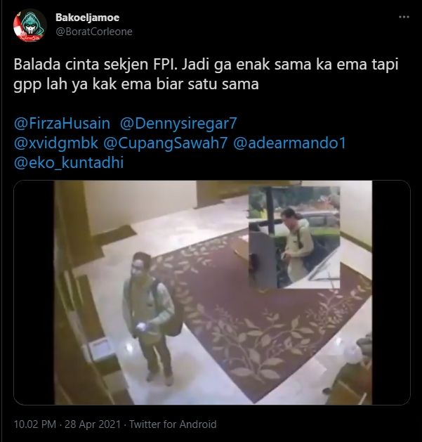 Heboh diduga Munarman check in hotel bareng perempuan (Twitter).