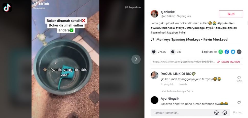 Viral Pria Pamer BAB di Toilet Mewah Raffi Ahmad. (TikTok/@ojan_keke)