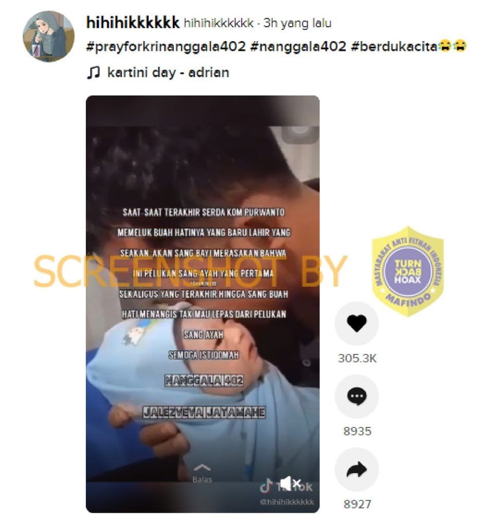 Fakta awak KRI Nanggala 402 gendong bayinya sebelum berlayar (Turnbackhoax.id)