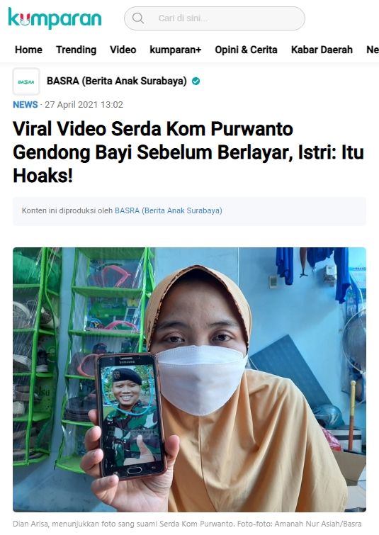 Fakta awak KRI Nanggala 402 gendong bayinya sebelum berlayar (Turnbackhoax.id)