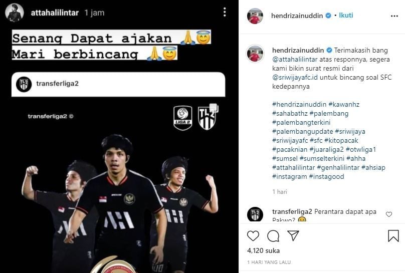 Presiden Sriwijaya FC, Hendri Zainuddin siap mengirim surat resmi terkait ajakan gabung untuk Atta Halilintar. (Instagram/hendrizainuddin)