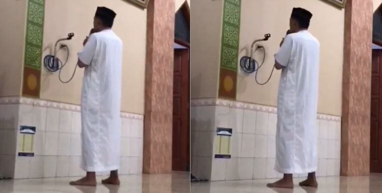 Azan pakai irama tak biasa, bikin warga satu kampung panik (TikTok).