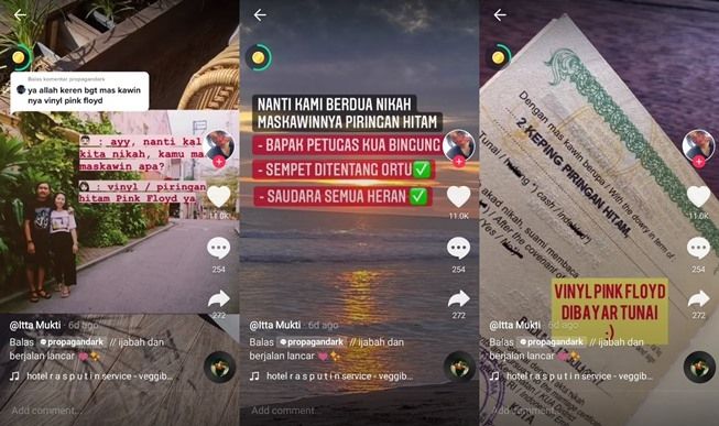 Viral pasangan pilih mahar nikah nyeleneh sampai bikin petugas KUA kebingungan. (TikTok/@ittamukti)