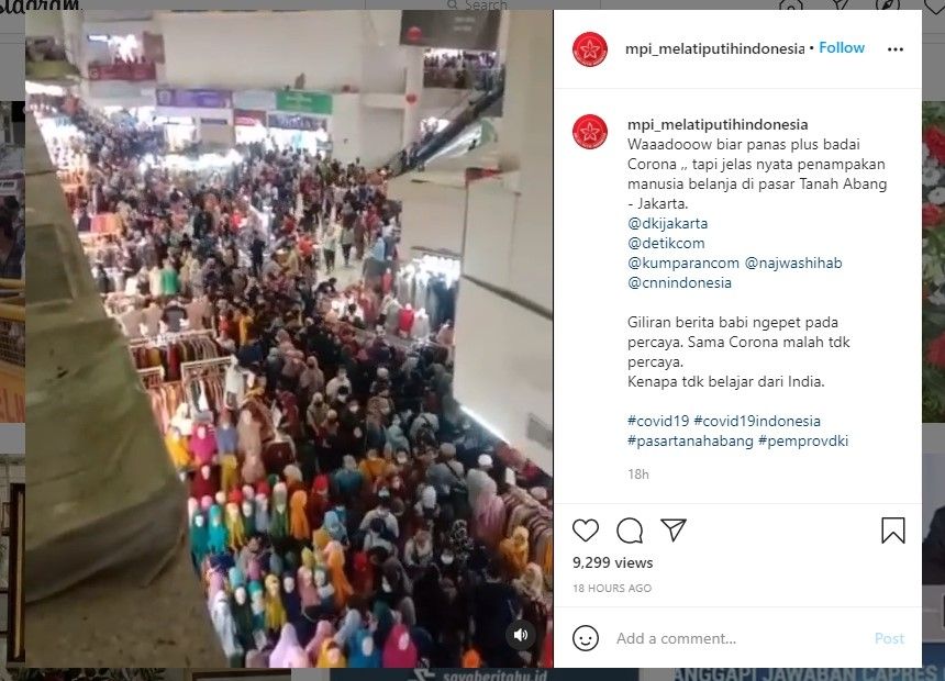 Pengunjung berdesakan di Pasar Tanah Abang (IG)