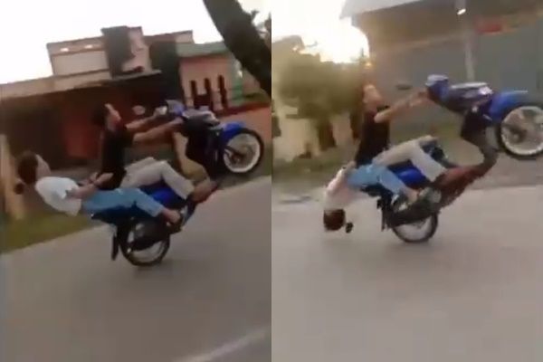 Viral Sejoli Freestyle Naik Motor. (Instagram/@trendingbuzz.id)