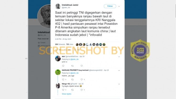 Temuan Ranjau Bawah Laut di Lokasi KRI Nanggala 402 Tenggelam. (Turnbackhoax.id)