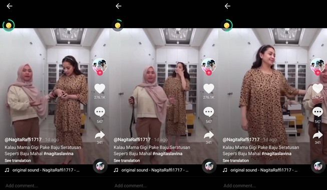 Penampilan Nagita Slavina pakai baju Rp140 ribu curi atensi. (TikTok/@nagita_raffi)