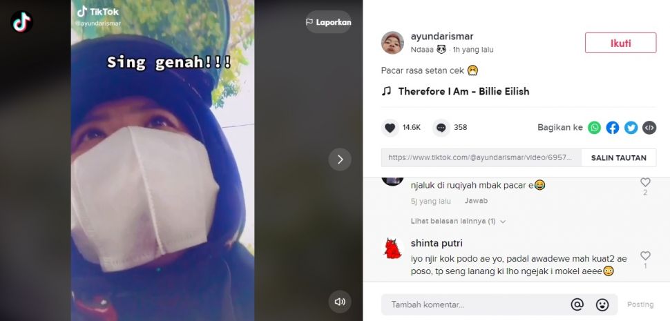 Viral Pacar Rasa Setan, Ajak Kekasih Batal Puasa Bersama. (TikTok/@ayundarismar )