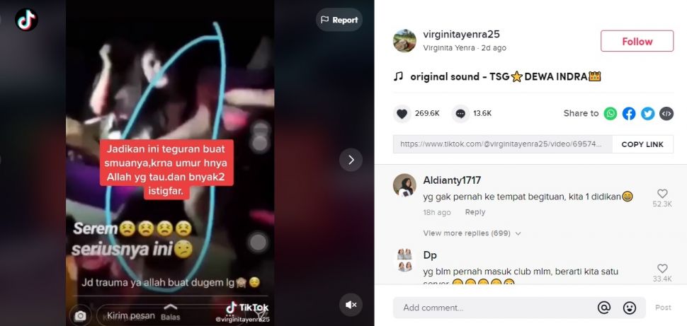 Viral Video Wanita Kejang-Kejang Saat Dugem. (TikTok/@virginitayenra25)