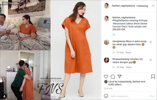 Harga daster polos Nagita Slavina. (Instagram/@fashion_nagitaslavina)