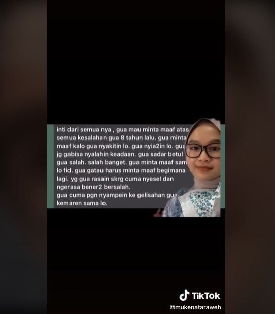 Selingkuh Sudah 8 Tahun Lalu, Pria Ini Mendadak Menyesal dan Minta Lalu (tiktok.com/@mukenataraweh)