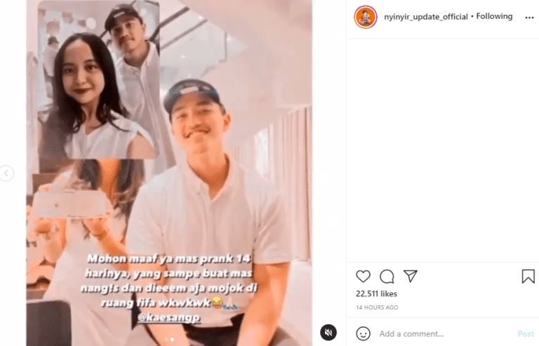 Kabar kedekatan Kaesang dengan Nabila Javanica (IG/nyinyir_update_official)