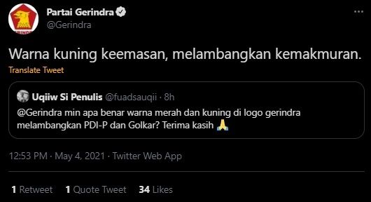 Gerindra Jawab Arti Warna Partai, (Twitter/@Gerindra)