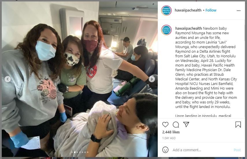 Tak Sadar sedang Hamil, Ibu Ini Melahirkan di Atas Pesawat (instagram.com/hawaiipachealth)