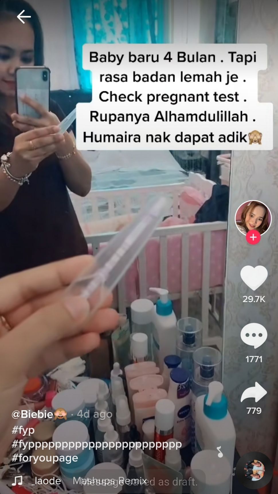 Ibu viral setelah umumkan kehamilan anak kedua. (Dok. TikTok)