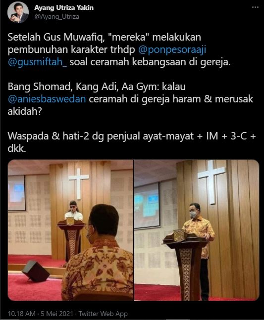Gus Miftah dibandingkan dengan Anies Baswedan (Twitter).