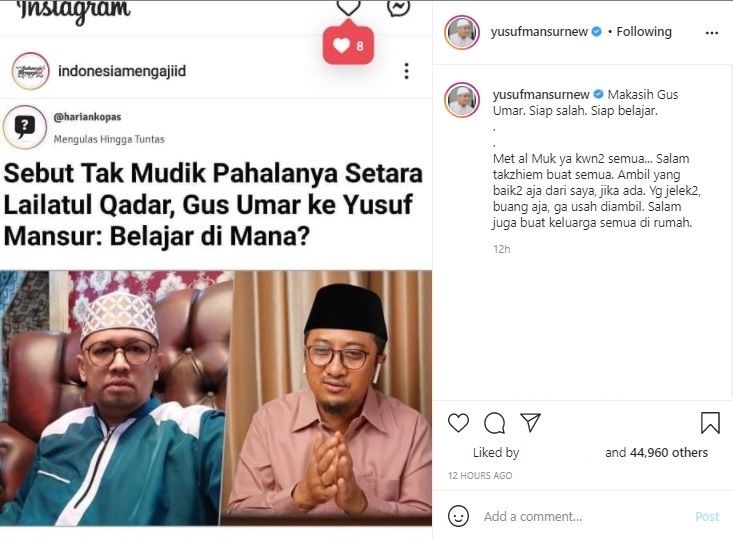 Ustaz Yusuf Mansur - (Instagram/@yusufmansurnew)
