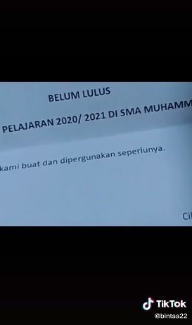 Hasil kelulusan. (Tiktok/@binta22)