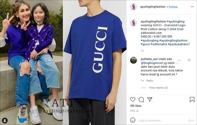 Koleksi kaos branded Ayu Ting Ting. (Instagram/@ayutingtingfashion)