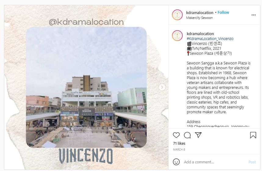 Jadi Lokasi Syuting Drakor Vincenzo, Intip Geumga Plaza yang Sesungguhnya di Dunia Nyata. (Instagram/@kdramalocation)
