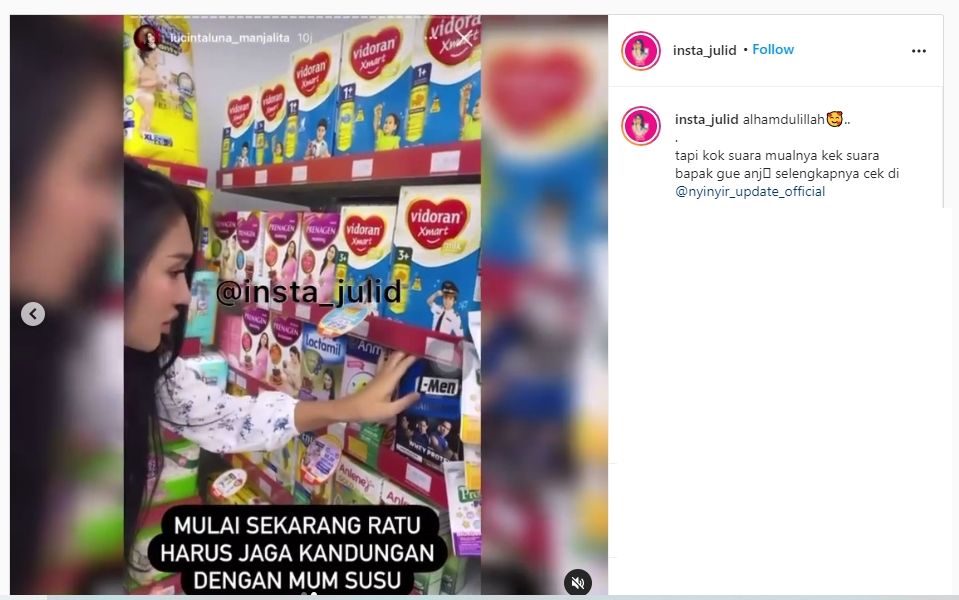 Ngaku Hamil, Lucinta Luna Malah Salah Ambil Susu untuk Pria Macho. (instagram.com/insta_julid)