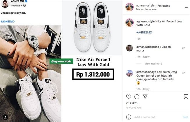 Harga sepatu Agnez Mo. (Instagram/@agnezmostyle)